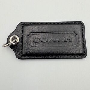 Coach Single Sided Black Hangtag Silver No Chain Shiny‎ Back 2.5x1.25" Charm